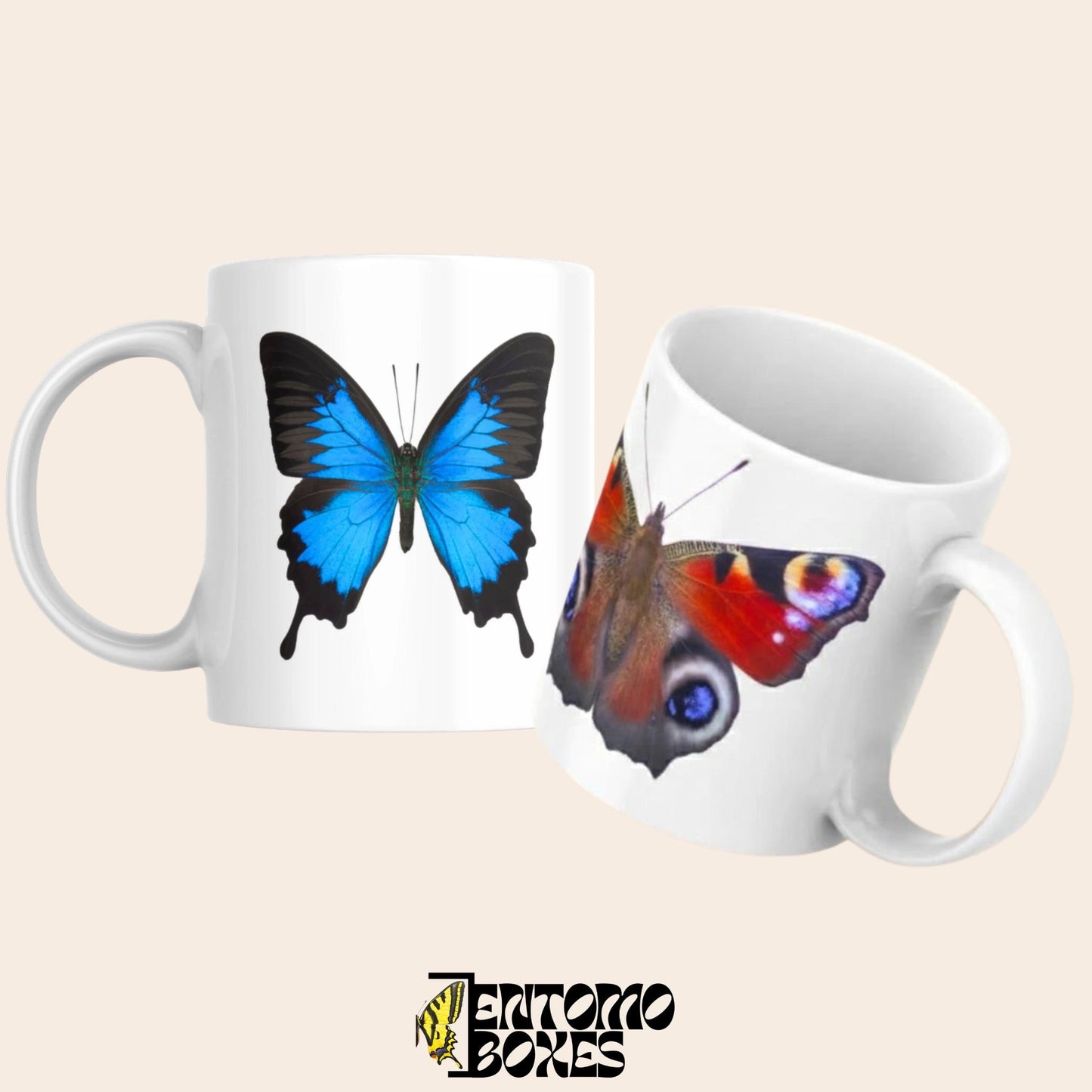 mug en céramique avec papillons